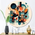 thumbnail image 1 of Designart "Contemplative Space Orange and Blue II" Minimalism Round Metal Art, 1 of 5