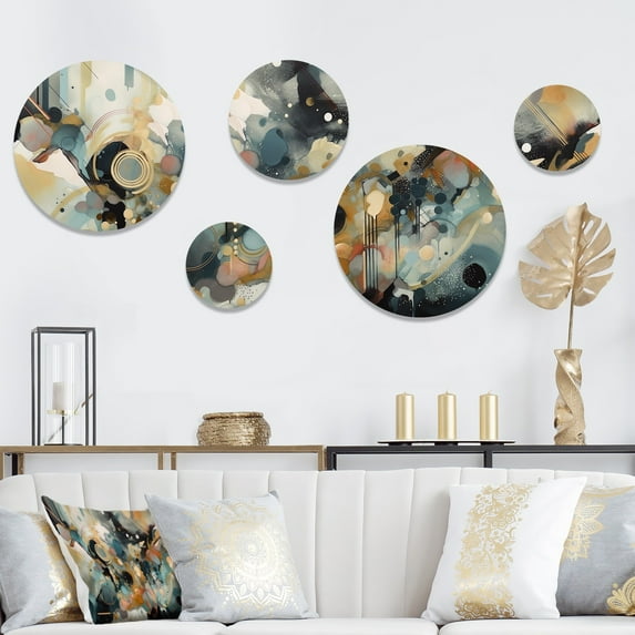 Designart "Contemporary Abstract Artistry" Abstract Metal Wall Art Set of 5 Piece