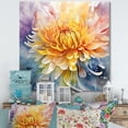 thumbnail image 1 of Designart "Contemporary Azure And Lemon Chrysanthemums" Chrysanthemums Wall Art Living Room, 1 of 7