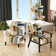 thumbnail image 1 of Designart "Contemporary Blue and Gold Abstraction II" Blue Abstract Upholstered Accent Chair - Modern Arm Chair For Living Room, 1 of 5