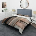 thumbnail image 1 of Designart "Contemporary Forms Rose Gold and Pink I" Abstract Bedding Covert Set - Modern Gold Bed Set With 2 Shams, 1 of 6