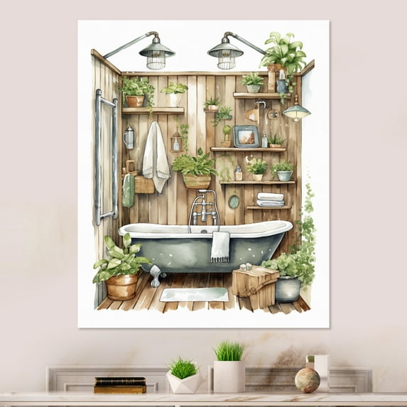 Designart "Contemporary Natural Bathroom Decor XXXX" Bathroom Metal Wall Art Prints