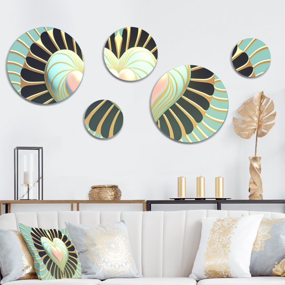 Designart "Contemporary Pastel Radiating Pink Heart V" Romantic Abstract Metal Wall Art Set of 5 Piece
