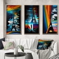 thumbnail image 1 of Designart "Contemporary Rainbow Eiffel Tower in Paris II" City Paris Framed Wall Art Set Of 3 - Multicolor Paris Frame Gallery Wall Set For Home Decor, 1 of 6