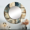 thumbnail image 1 of Designart "Contemporary Rural Cubism" Graphic Print White Large Round Mirror - Round Bedroom Mirror Wall Decor - Vintage Round Printed Mirror - 23" x 23", 1 of 6