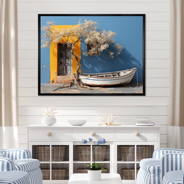 Designart "Contemporary Scenic Coastal Photography" Coastal Windows Floater Framed Wall Decor