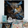 thumbnail image 1 of Designart "Contemporary Stare Of A Majestic Owl In Blue And Yellow" Animals Owl Canvas Wall Art, 1 of 7