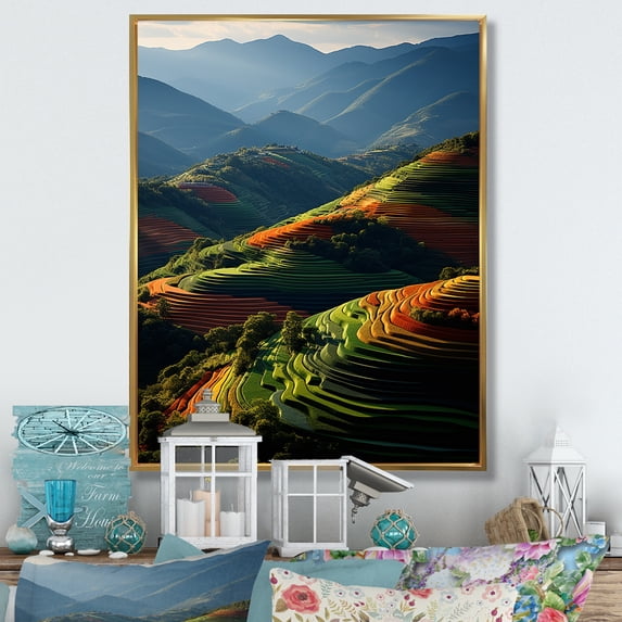 Designart "Contemporary Vineyard Scenery III" Landscape & Nature Floater Framed Wall Decor
