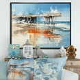 thumbnail image 1 of Designart "Contemporary Watercolor Horizon With A Pier I" Coastal Pier Floater Framed Canvas Wall Art, 1 of 5