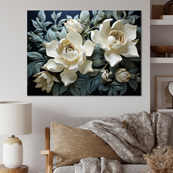 Designart "Contemporary White And Blue Tulips" Tulips Wall Art Prints