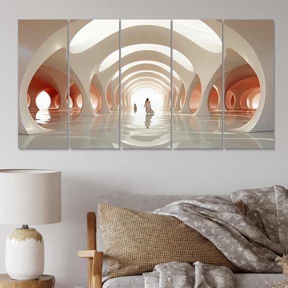 Designart "Contemporary White Path" Architecture Metal Art Print Set
