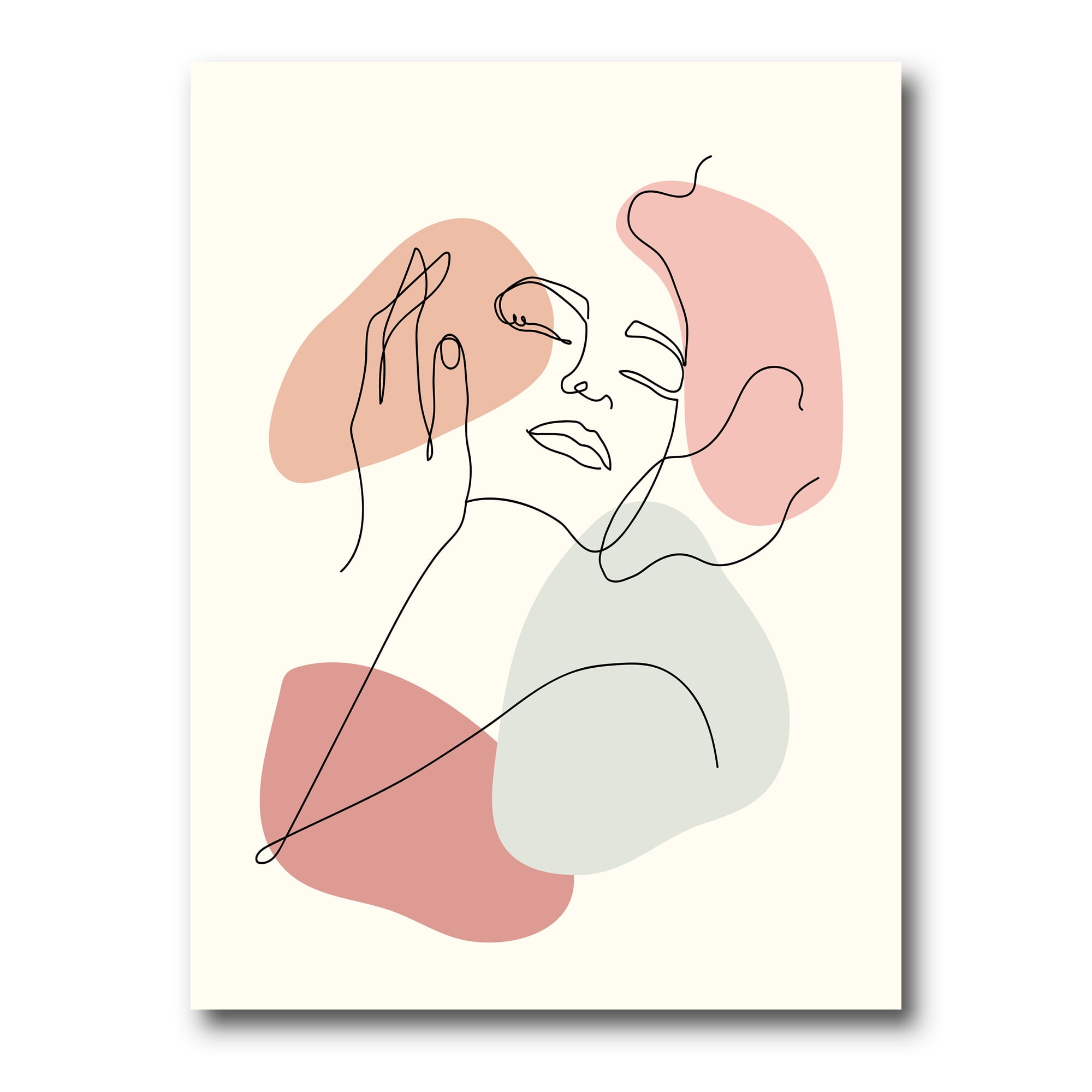 Designart ' Continuous One Line Portrait of Woman ' Modern Canvas Wall Art Print