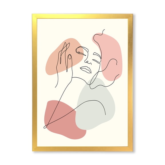 Designart 'Continuous One Line Portrait of Woman' Modern Framed Art Print