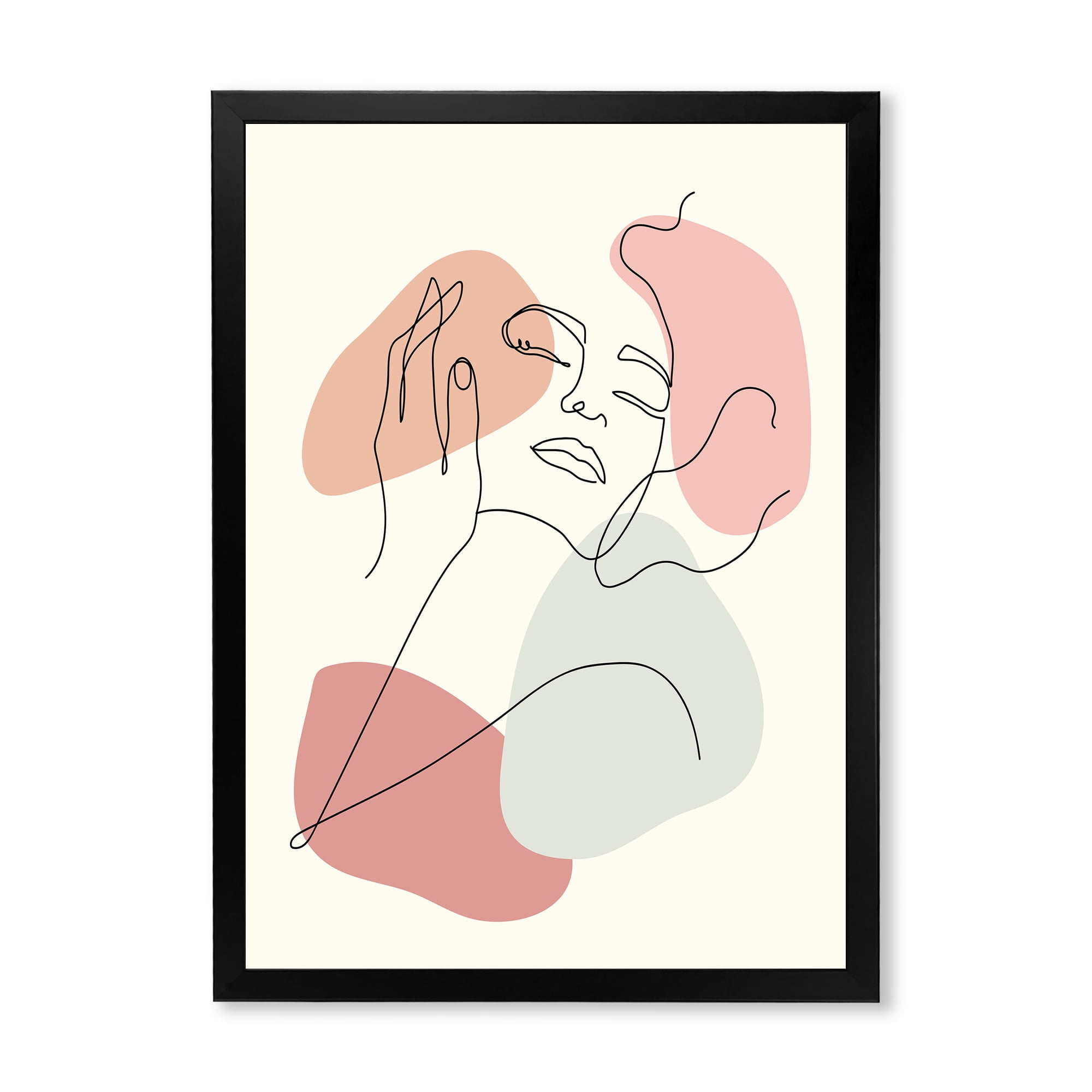 Designart 'Continuous One Line Portrait of Woman' Modern Framed Art Print