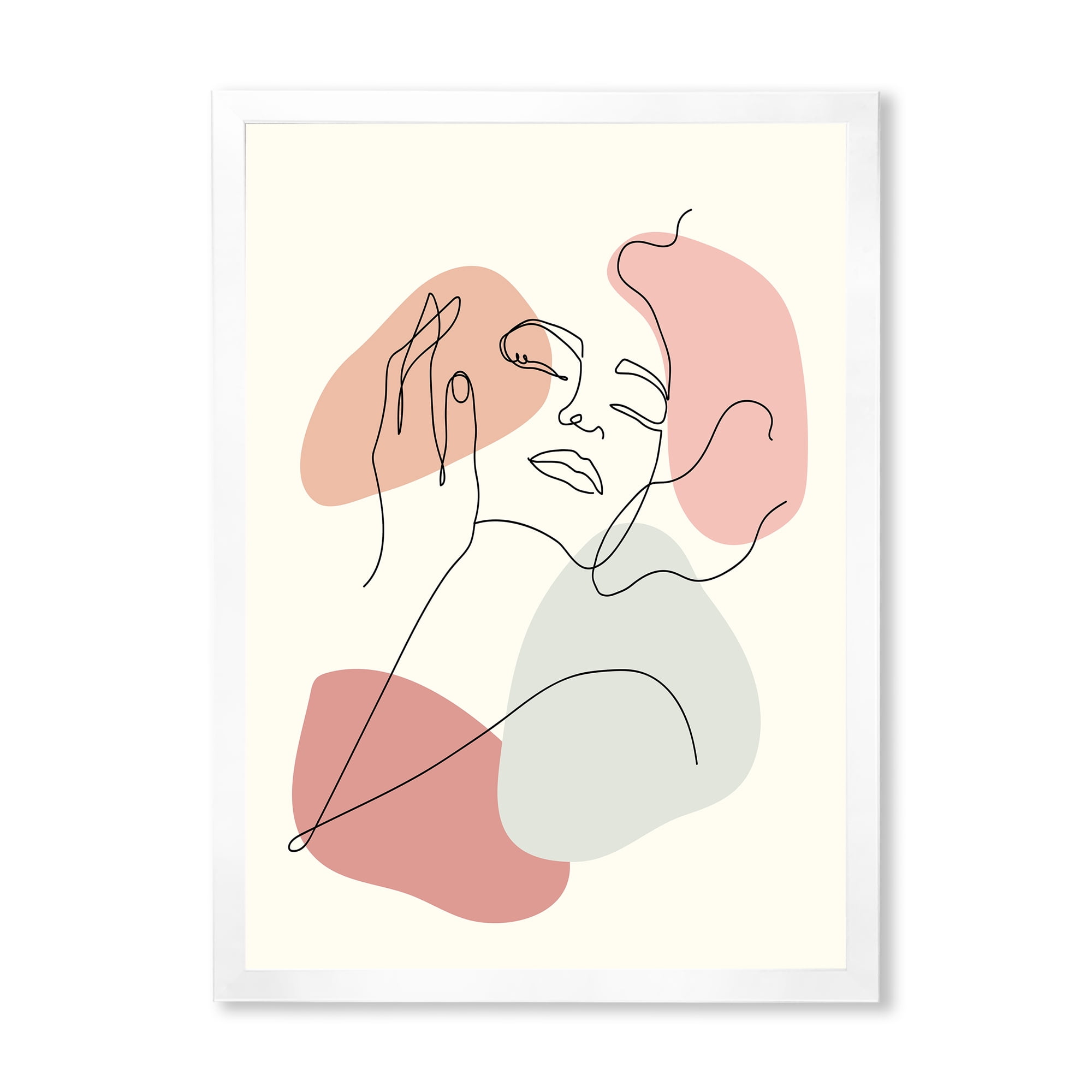 Designart 'Continuous One Line Portrait of Woman' Modern Framed Art Print