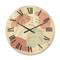 Designart 'Continuous One Line Portrait of Woman' Modern Wood Wall Clock