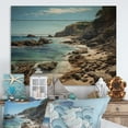 thumbnail image 1 of Designart "Contrasting Black Beach II" Nautical & Beach Print on Natural Pine Wood, 1 of 5
