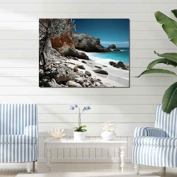 Designart "Contrasting Black Beach III" Nautical & Beach Wall Decor