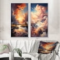 thumbnail image 1 of Designart "Contrasting Cloud Dramas I" Clouds Framed Wall Art Set Of 2 - Coral Landscapes Gallery Wall Frame Set For Home Decor, 1 of 7