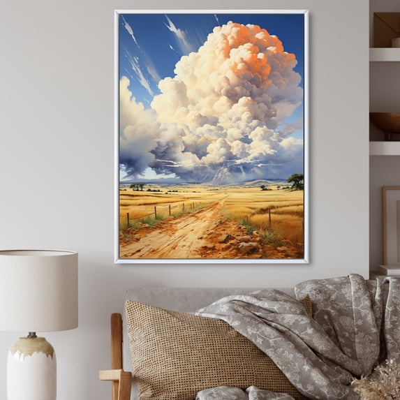 Designart "Contrasting Cloud Dramas II" Landscape & Nature Floater Framed Wall Decor