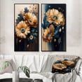 thumbnail image 1 of Designart "Contrasting Daisy Duo Light Orange and Dark Blue I" Daisy Framed Wall Art Set Of 2 - Orange Floral Framed Canvas Set For Living Room Decor, 1 of 7