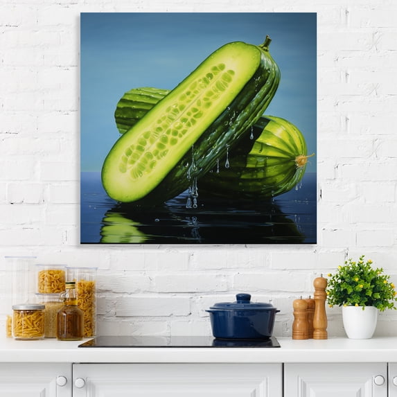 Designart "Contrasting Jade Cucumber" Vegetables Canvas Art Print