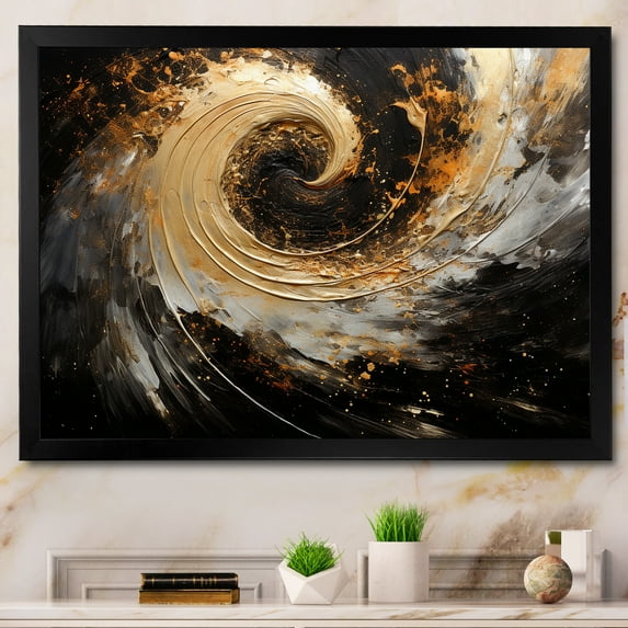 Designart "Contrasting Spirals In Celestial Hues I" Abstract Spirals Picture Framed Canvas Art Print