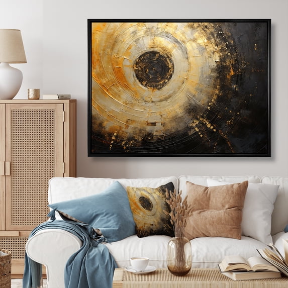 Designart "Contrasting Spirals In Celestial Hues II" Abstract Spirals Floater Framed Wall Art Prints