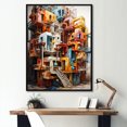 thumbnail image 1 of Designart "Converging Creations I" Abstract Cubism Floater Framed Wall Art Living Room, 1 of 7