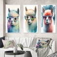 thumbnail image 1 of Designart "Cool Alpaca with Sunglasses Watercolor Style I" Animals Llama Framed Wall Art Set Of 3 - Blue Llama Frame Gallery Wall Set For Home Decor, 1 of 6