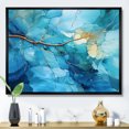 thumbnail image 1 of Designart "Cool Waters In Blue And White Drip II" Drip Painting Floater Framed Wall Art Living Room, 1 of 5