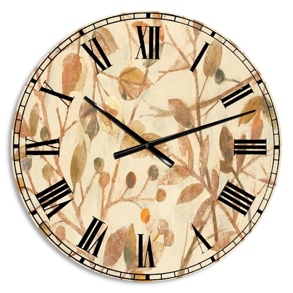 Designart 'Copper Branches Composition' Farmhouse wall clock