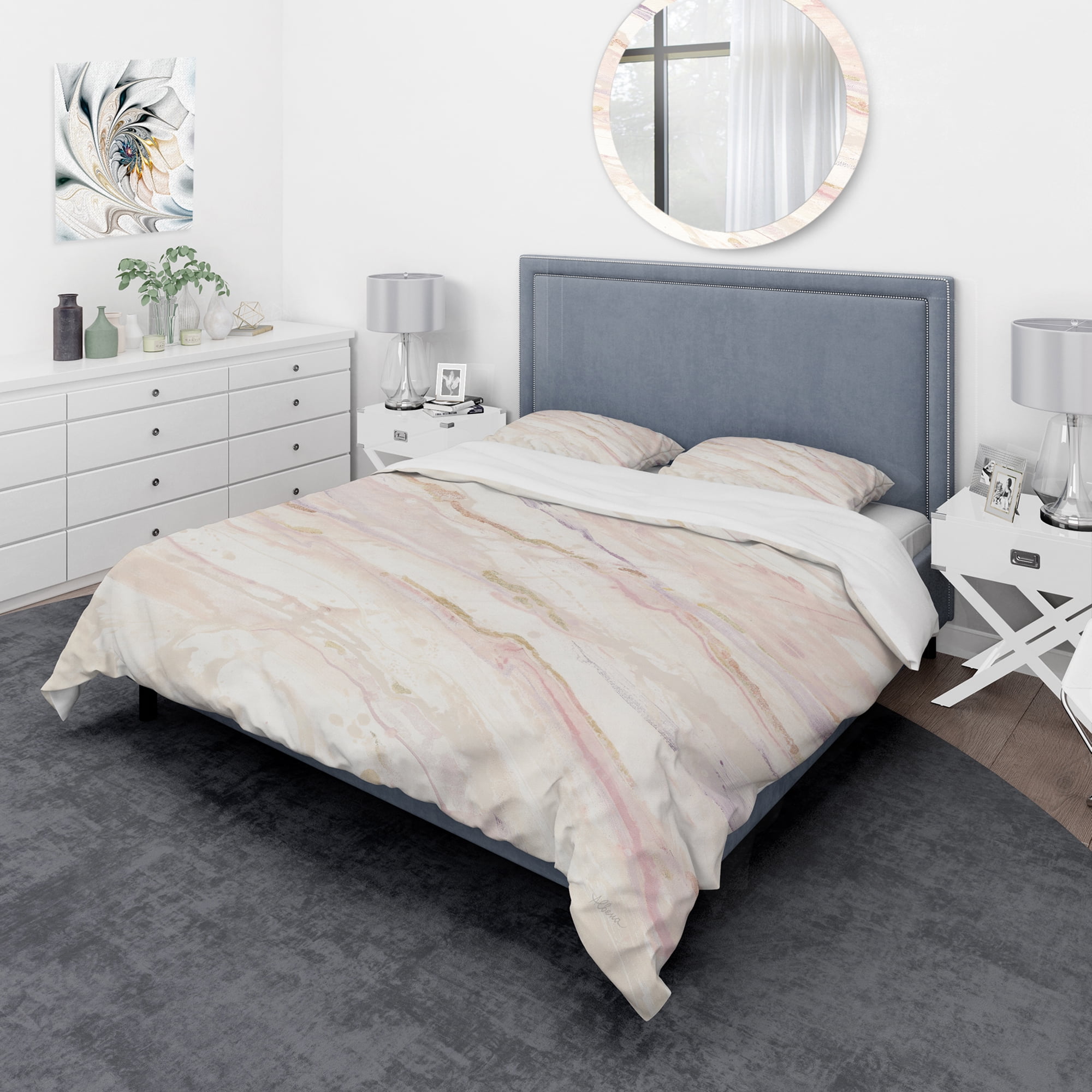 Designart 'Copper Dreams Geometric' Geometric Duvet Cover Set