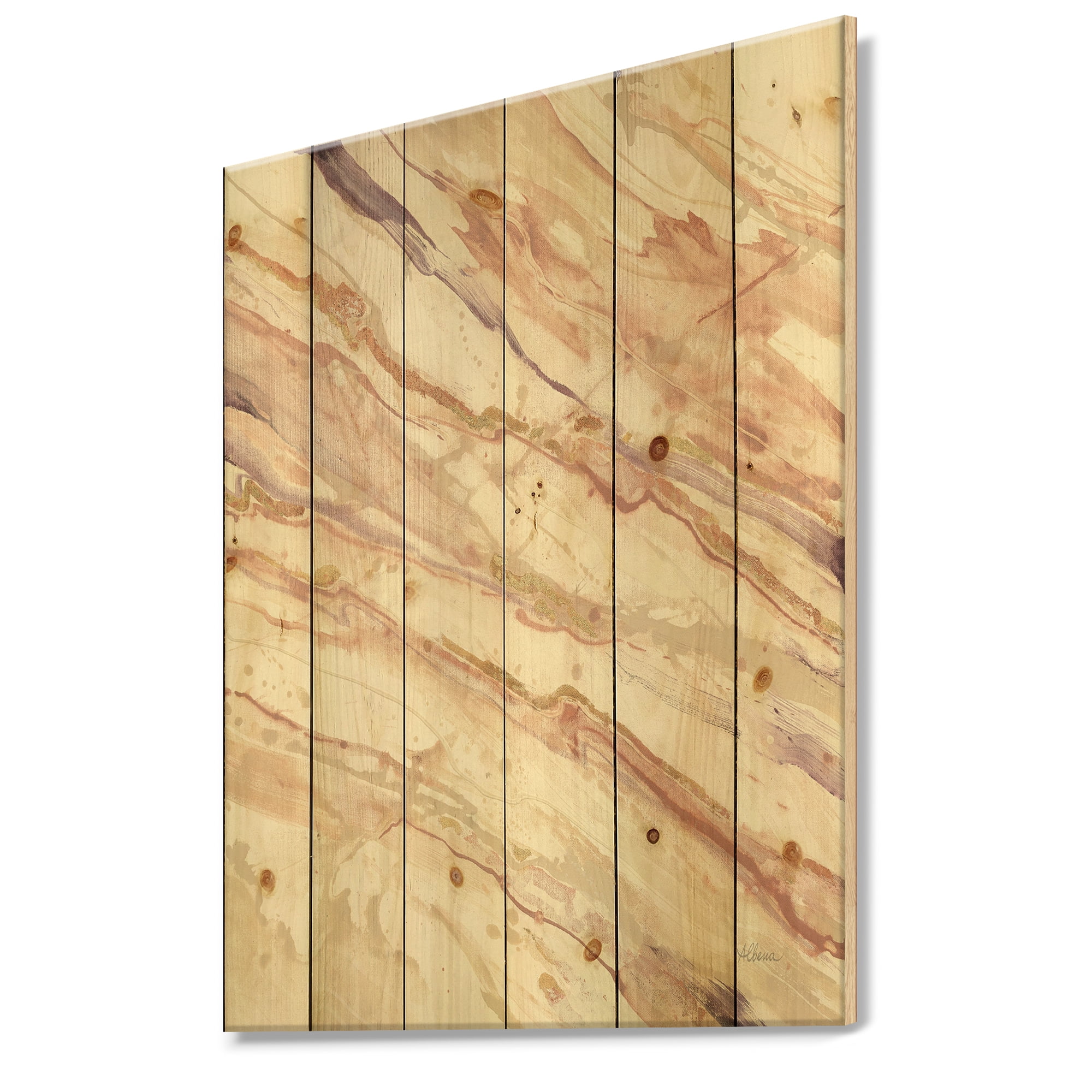 Designart 'Copper Shabby Dreams' Shabby Chic Print on Natural Pine Wood