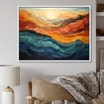 thumbnail image 1 of Designart "Coral Blue Bold Mountains Landscape" Modern Floater Framed Canvas Wall Art, 1 of 7