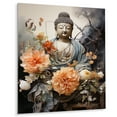 thumbnail image 1 of Designart "Coral Blue Buddhist Art Buddhas peaceful" Buddhism Metal Art Print, 1 of 5