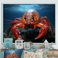 thumbnail image 1 of Designart "Coral Blue Lobster Grace" Animals Floater Framed Wall Art Living Room, 1 of 7