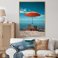 thumbnail image 1 of Designart "Coral Blue Miami Beach Umbrella" Nautical & Beach Floater Framed Canvas Print, 1 of 7