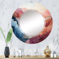 thumbnail image 1 of Designart "Coral Blue Mountains Majestic Palette" Modern Round Wall Mirror - Landscapes Oval Printed Decorative Oversized Mirror - Multiple Color Options, 1 of 4