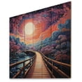 thumbnail image 1 of Designart "Coral Bridge Dreamy Passage Painting I" Pointillism Print on Natural Pine Wood, 1 of 5