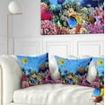 thumbnail image 1 of Designart Coral Colony and Coral Fishes - Seascape Throw Pillow - 16x16, 1 of 5