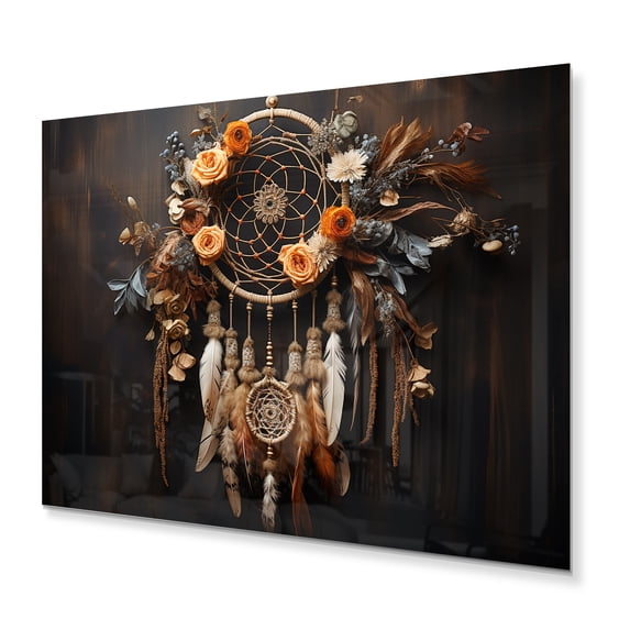 Designart "Coral Dreamcatcher Rustic gracefulness" Spiritual Metal Art Living Room