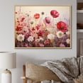 thumbnail image 1 of Designart "Coral Flower landscape Ruby Garden I" Abstract Botanicals Floater Framed Canvas Art Print, 1 of 7