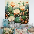 thumbnail image 1 of Designart "Coral Green Cactus Desert Blooms Painting II" Floral Metal Wall Art, 1 of 1