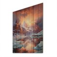thumbnail image 1 of Designart "Coral Orange Iceberg Glacial Euphony II" Nautical & Beach Print on Natural Pine Wood, 1 of 5