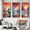 thumbnail image 1 of Designart "Coral Orange Iceberg Glacial Euphony III" Nautical & Beach Framed Wall Art Set Of 3 - Coral Iceberg Frame Gallery Set For Office Decor, 1 of 7