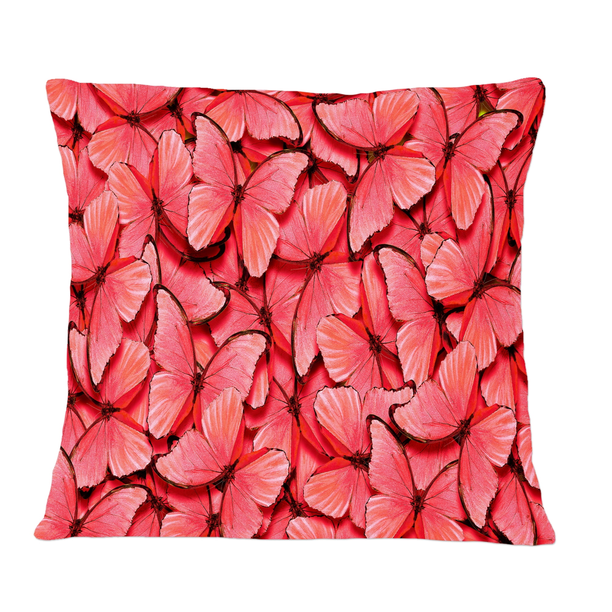 Designart Coral Pink Butterflies' Mid-Century Modern Throw Pillow - 12x20