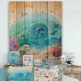 thumbnail image 1 of Designart 'Coral Reef Fishes With Turquoise Ocean Spiral' Nautical & Coastal Print on Natural Pine Wood, 1 of 5