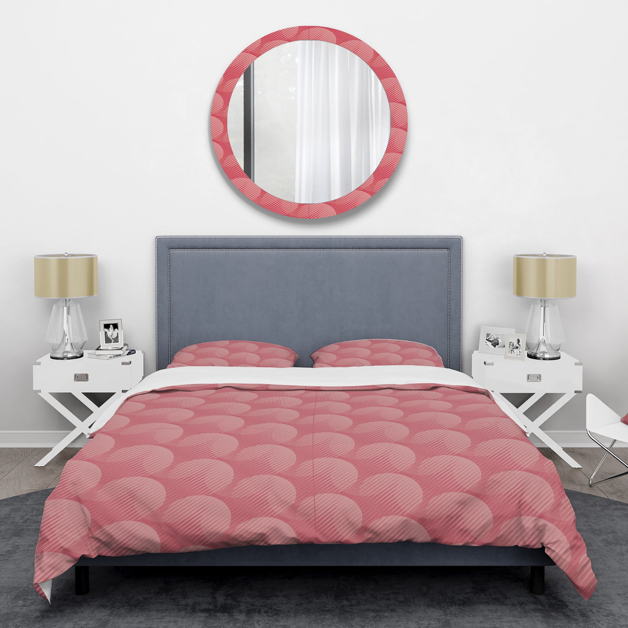 Designart 'Coral Round Geometrical ' Mid-Century Modern Duvet Cover Set