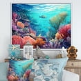thumbnail image 1 of Designart "Coral Wonderland In Pink And Blue II" Coastal Coral Under Water Floater Framed Canvas Art Print, 1 of 5